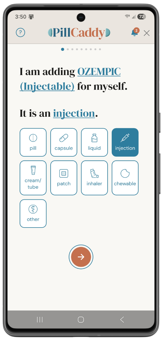 Add medication screen