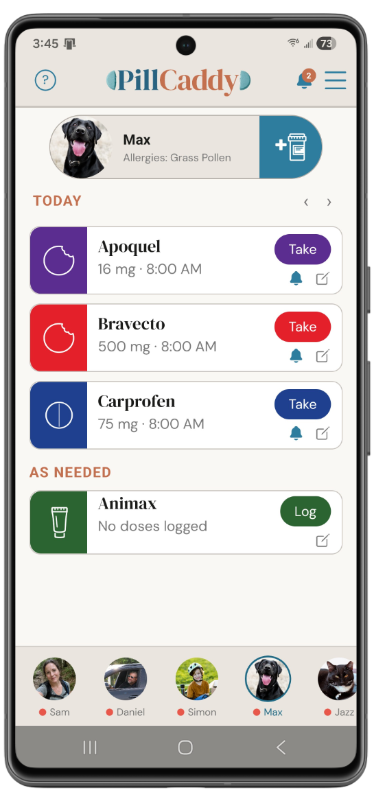 Dog medication example
